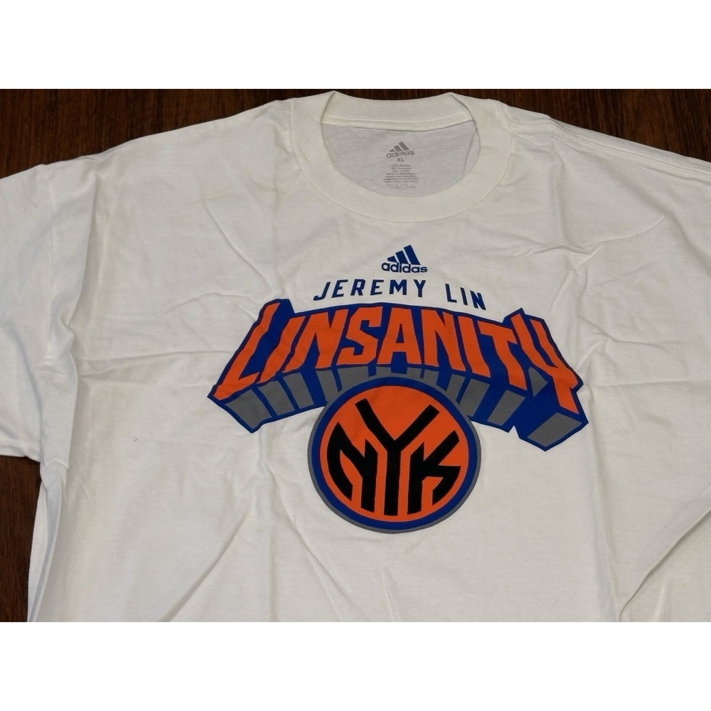 Adidas Jeremy Lin 17 New York Knicks Linsanity NBA Jersey Style T-Shirt Men's XL - Picture 5 of 12